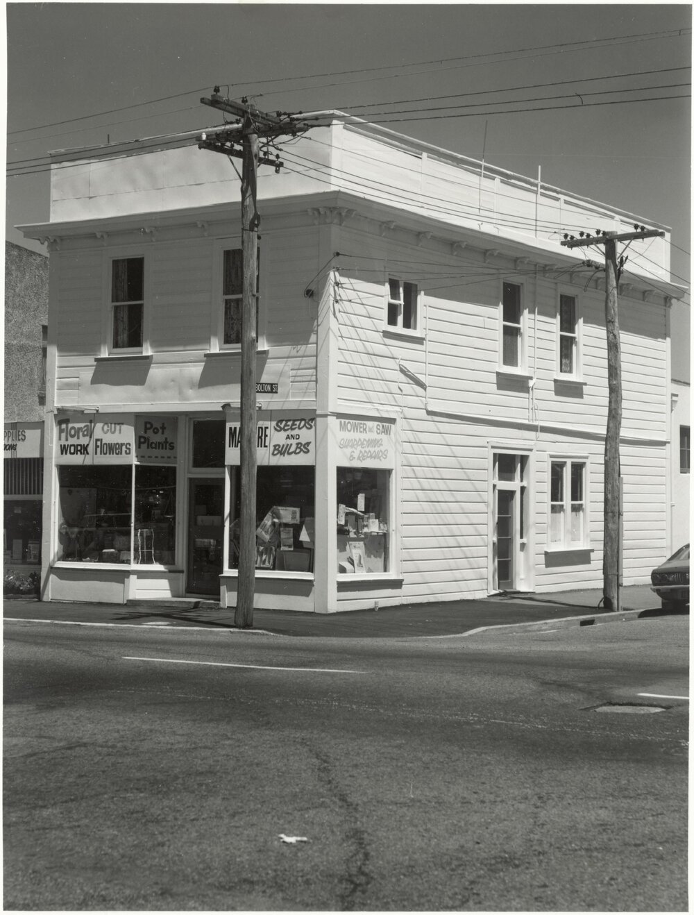 Shop on corner Jackson and Bolton Streets: [Midway Garden Centre]