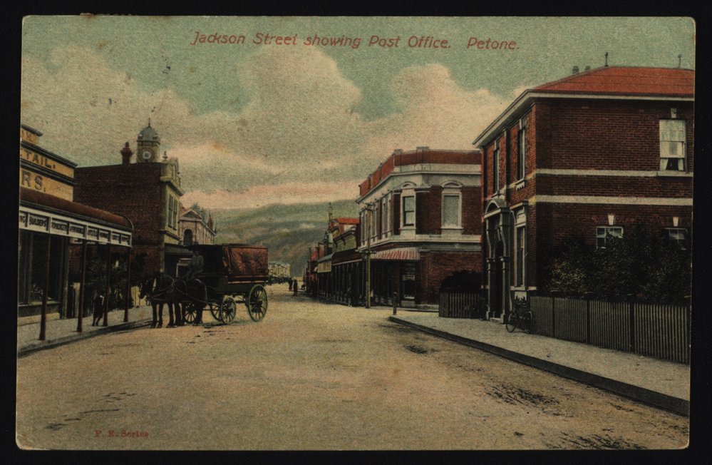 Jackson Street showing post office. Petone.