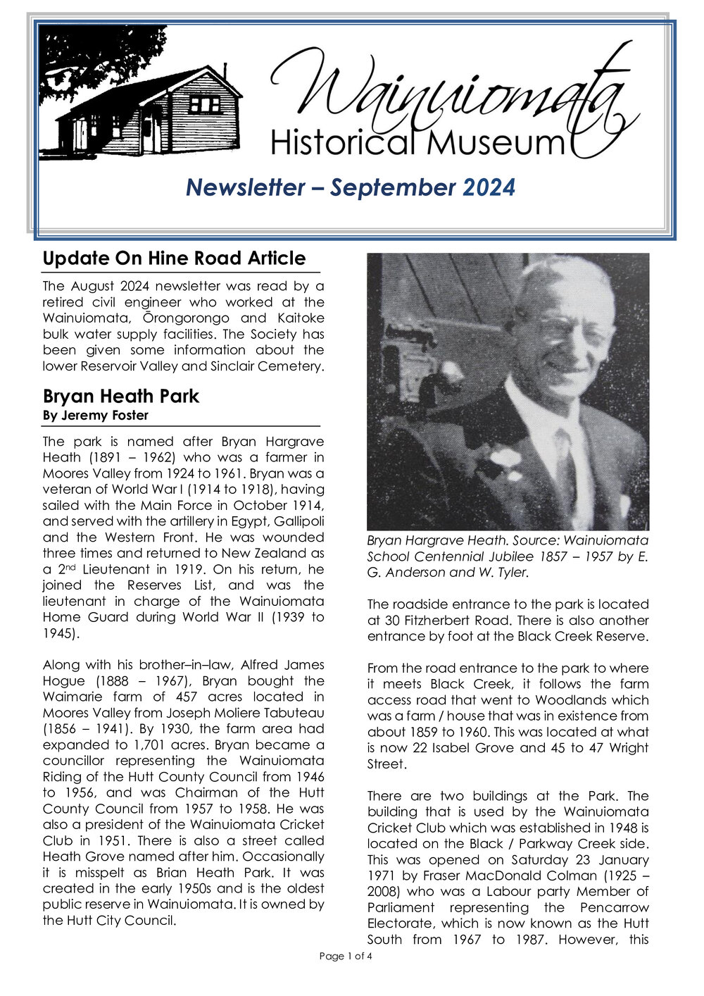 Newsletter (Wainuiomata Historical Museum) September 2024