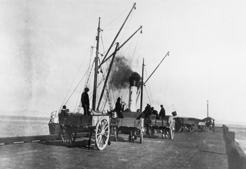 Drays on wharf