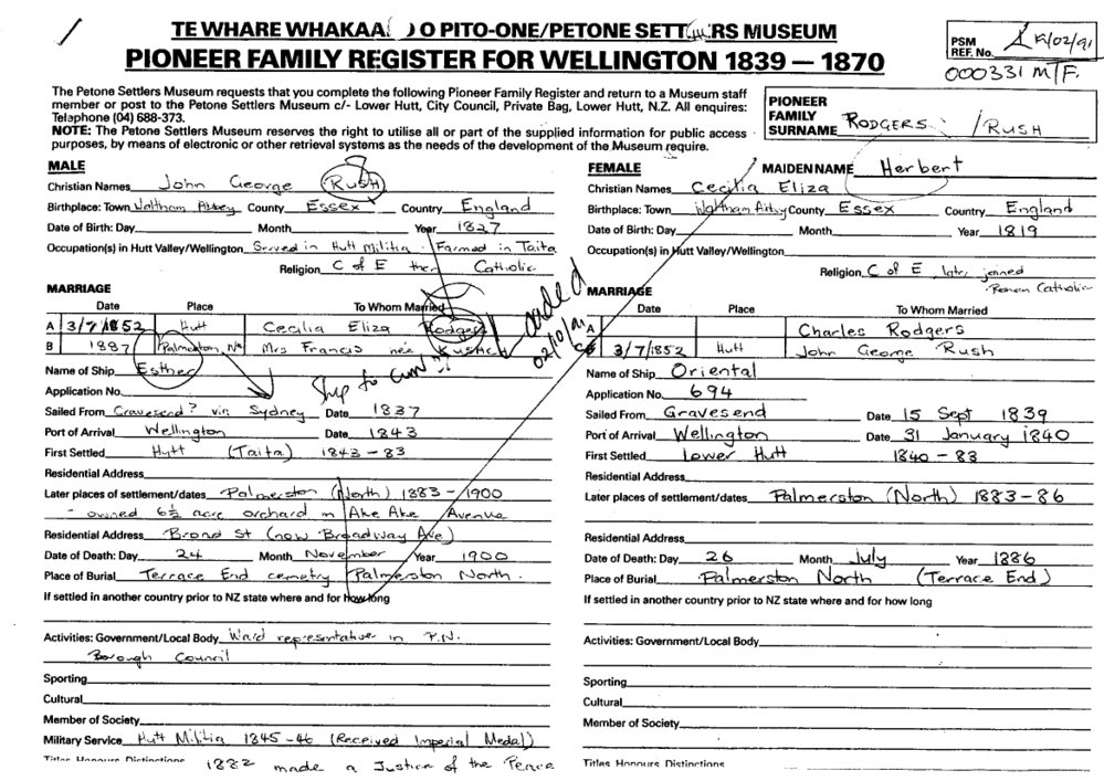 Pioneer Family Register : Rush