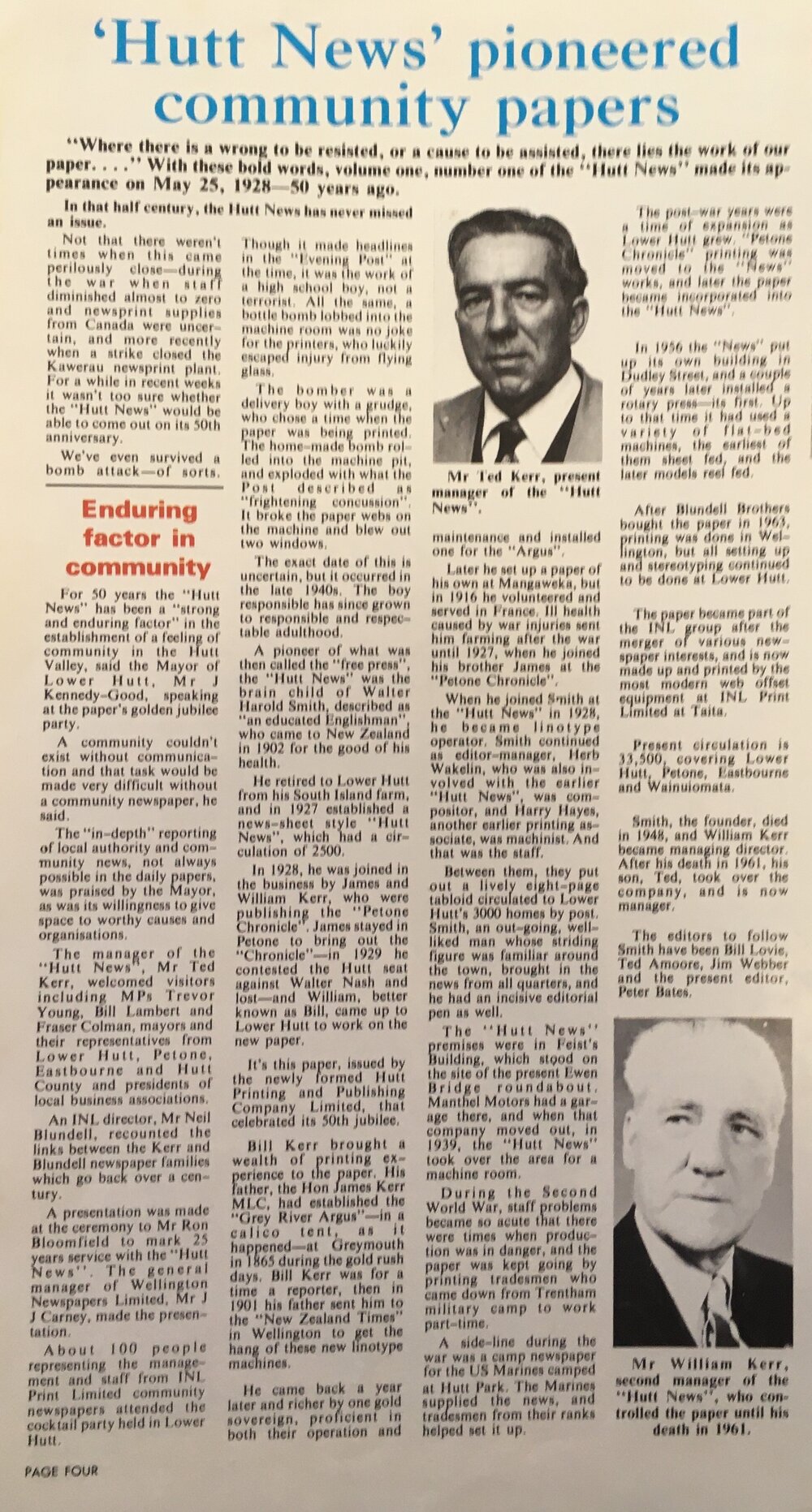 'Hutt News' pioneered community newspapers