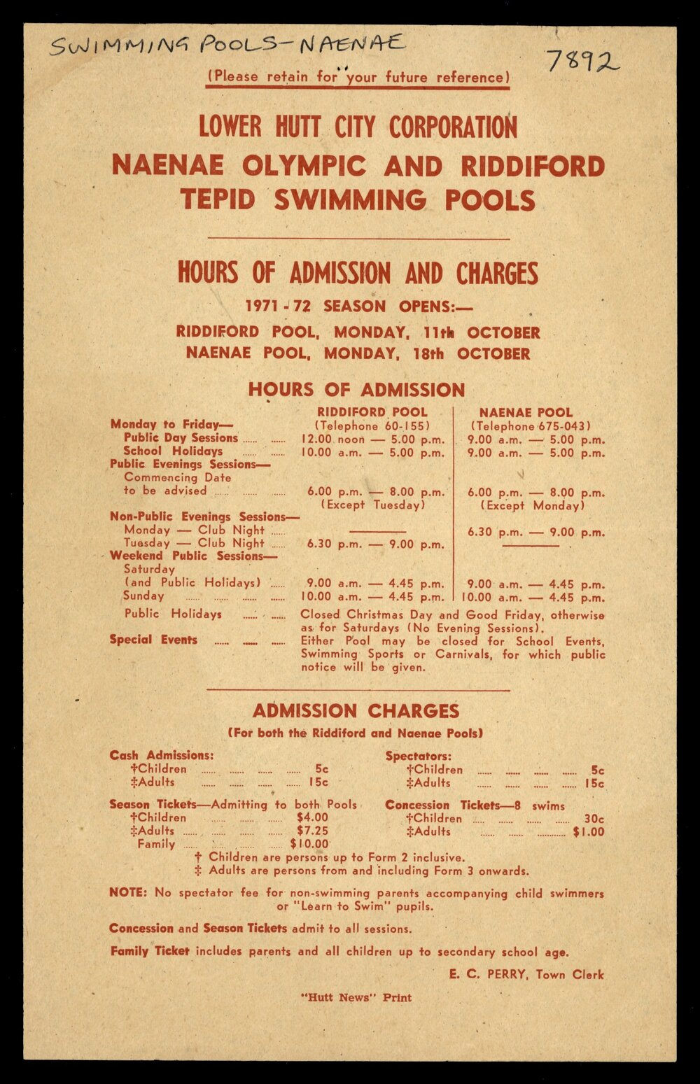 Ephemera : Lower Hutt Swimming Pools 