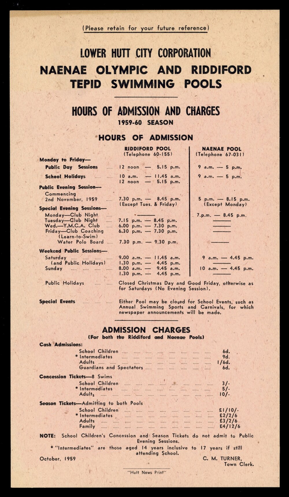 Ephemera : Lower Hutt Swimming Pools 