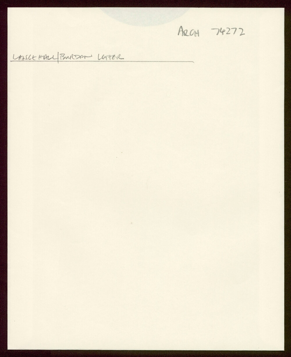 Letter from John William Burdan to Lance Hall