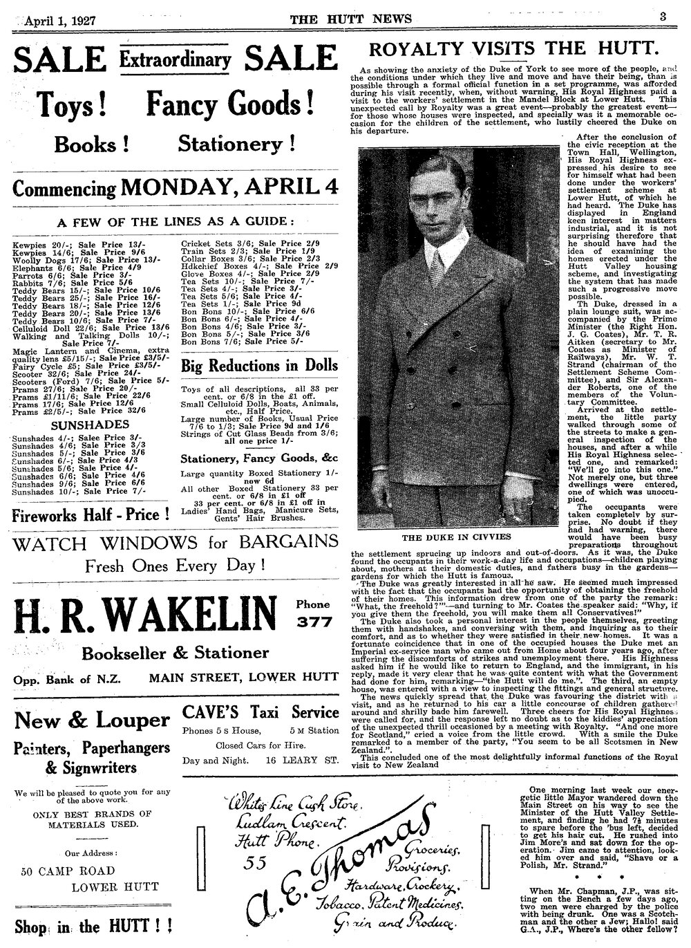 Royalty Visits the Hutt