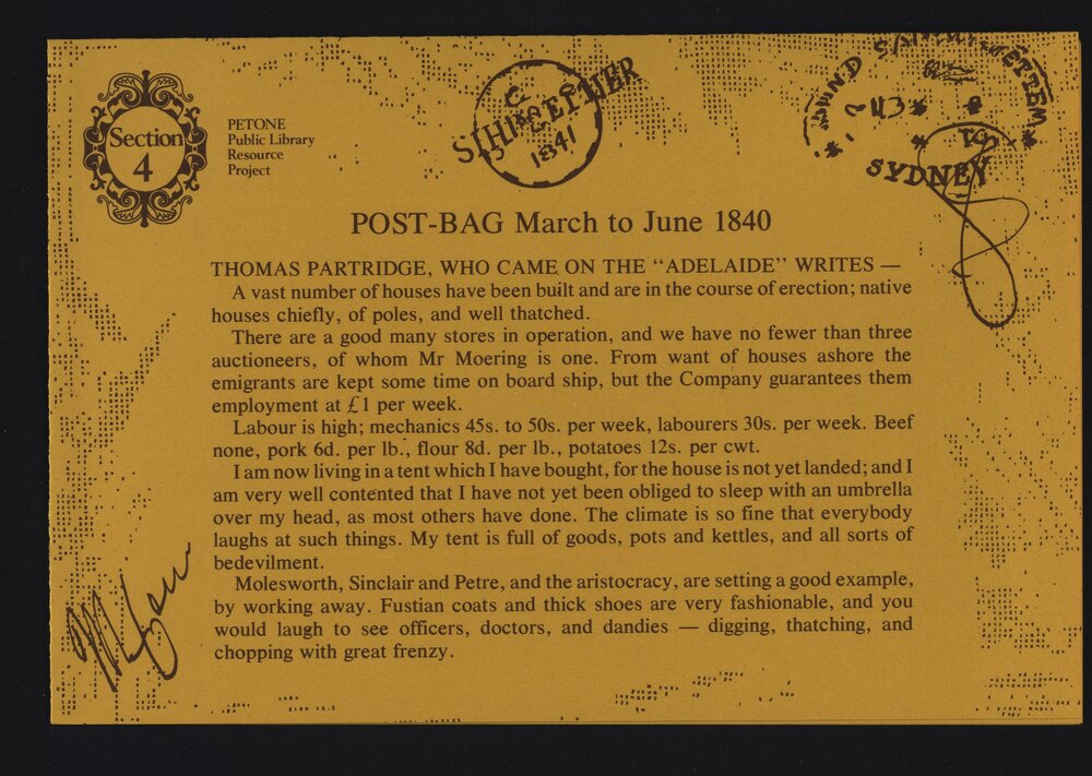 1840 The Immigrants : Section 4 Post-Bag