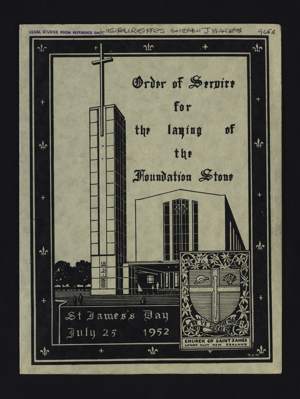 Order of service for the laying of the foundation stone