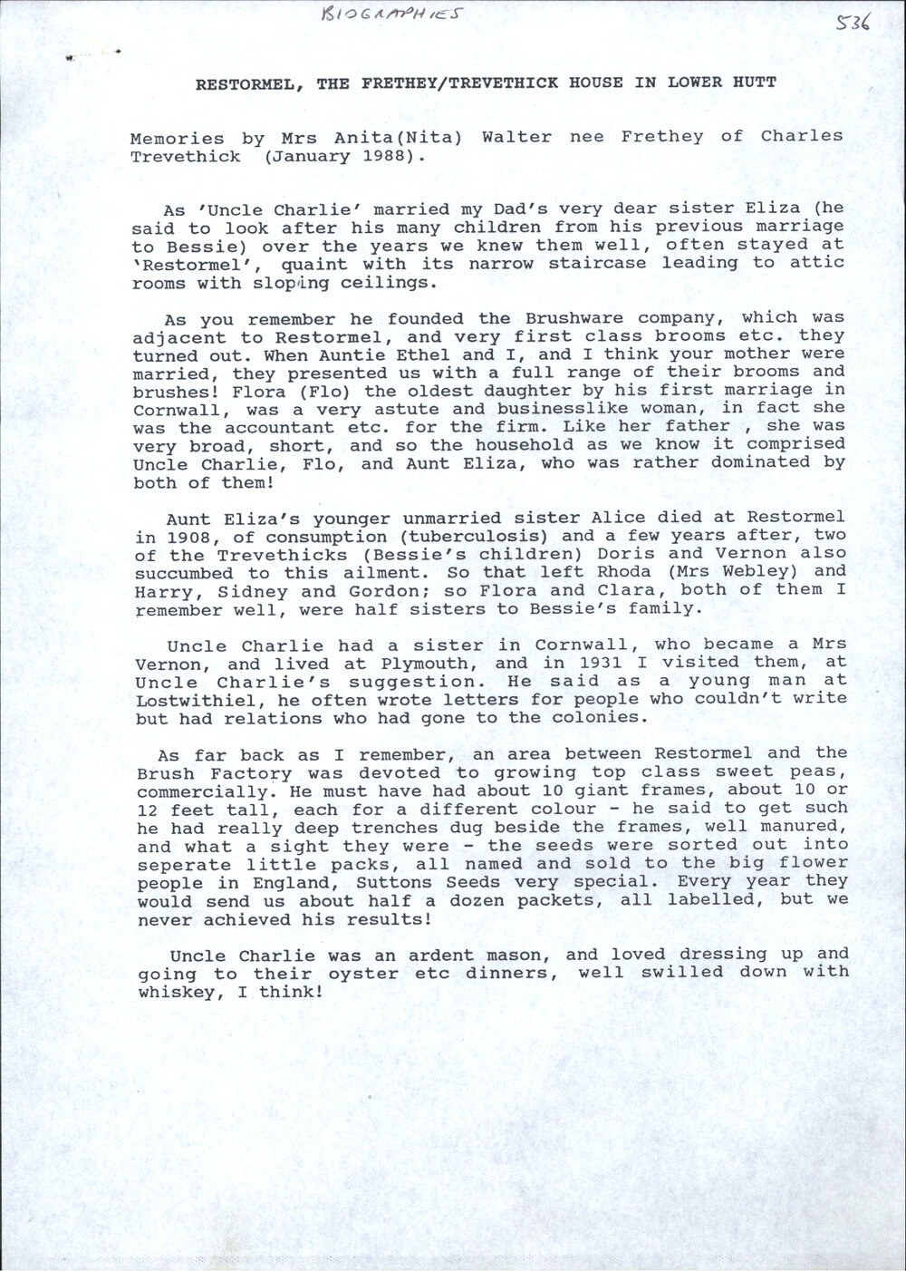 Restormel, The Frethey/Trevethick House in Lower Hutt