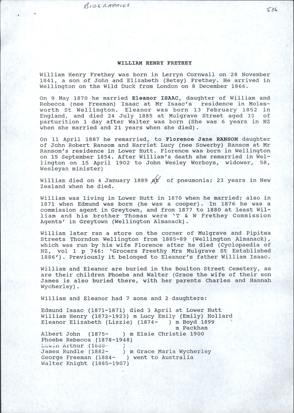 William Henry Frethey