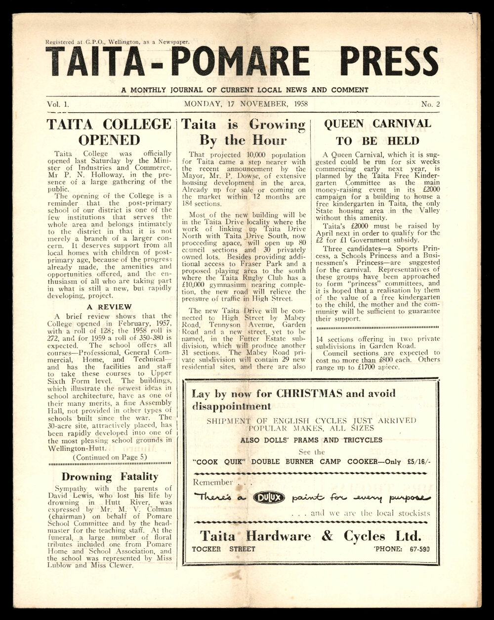 Taita Pomare Press 1958 Nov 17