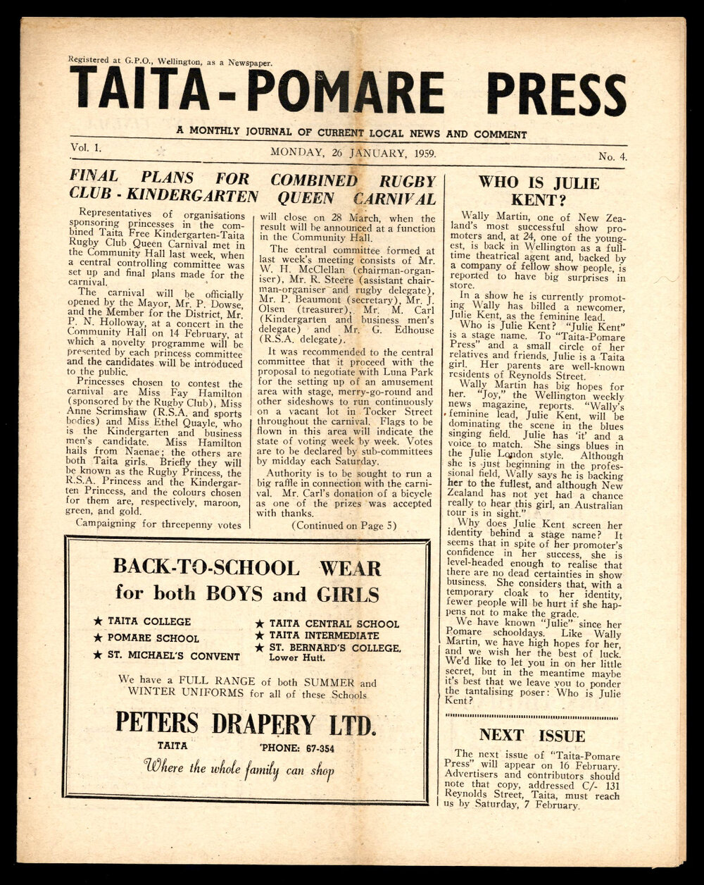 Taita Pomare Press 1959 Jan 26