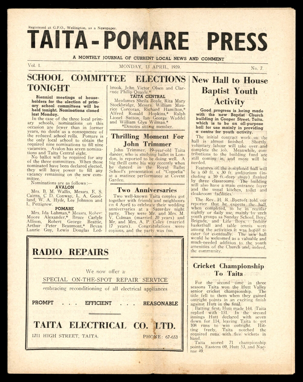 Taita Pomare Press 1959 Apr 13