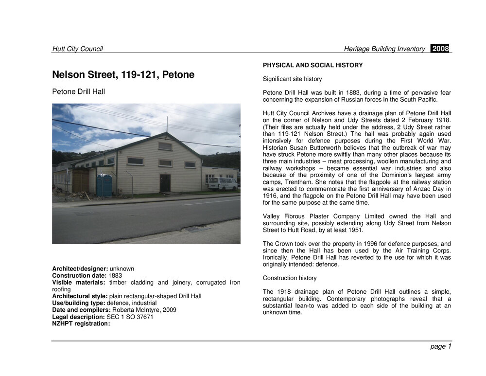 Heritage Building Inventory : 119-121 Nelson Street, Petone