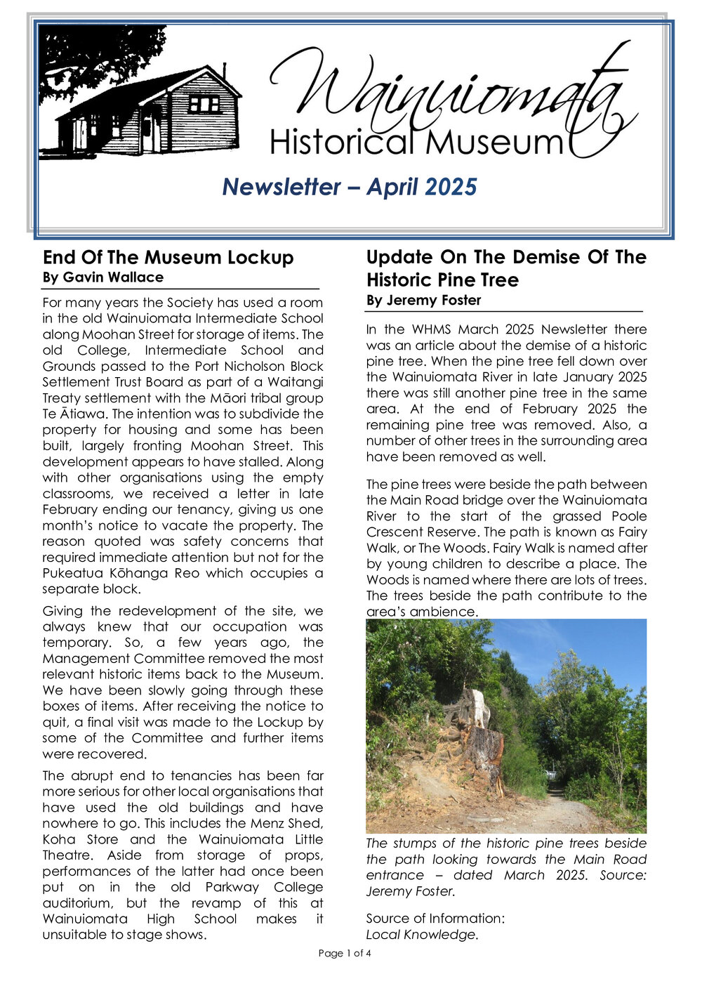 Newsletter (Wainuiomata Historical Museum) April 2025