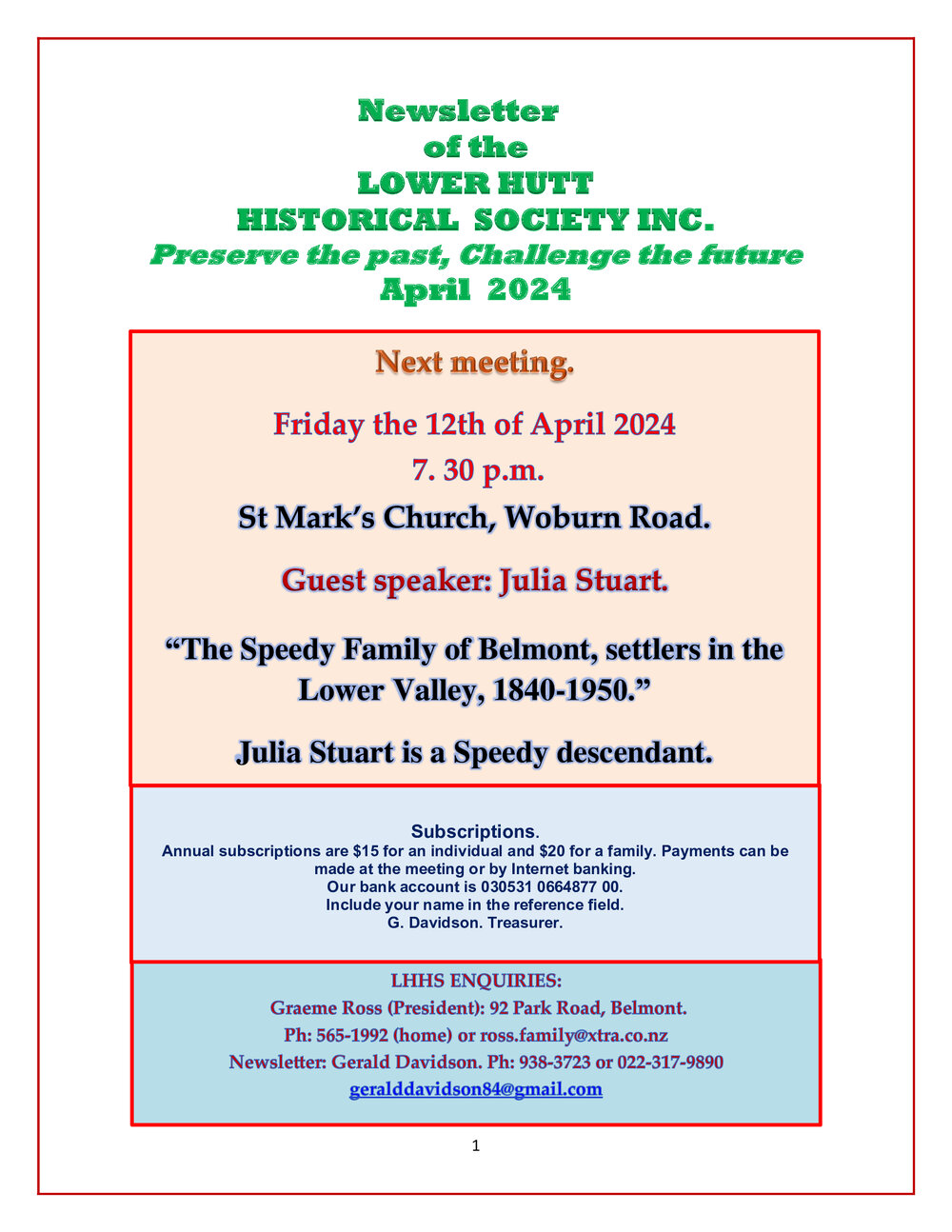 Newsletter of the Lower Hutt Historical Society (Apr 2024)