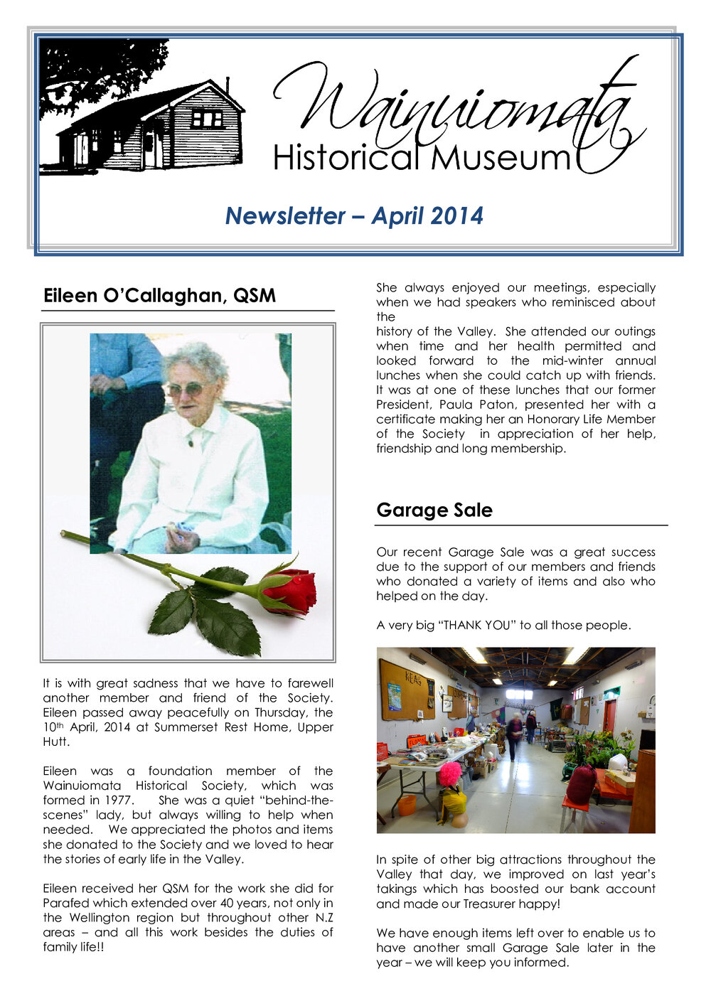Newsletter (Wainuiomata Historical Museum) April 2014