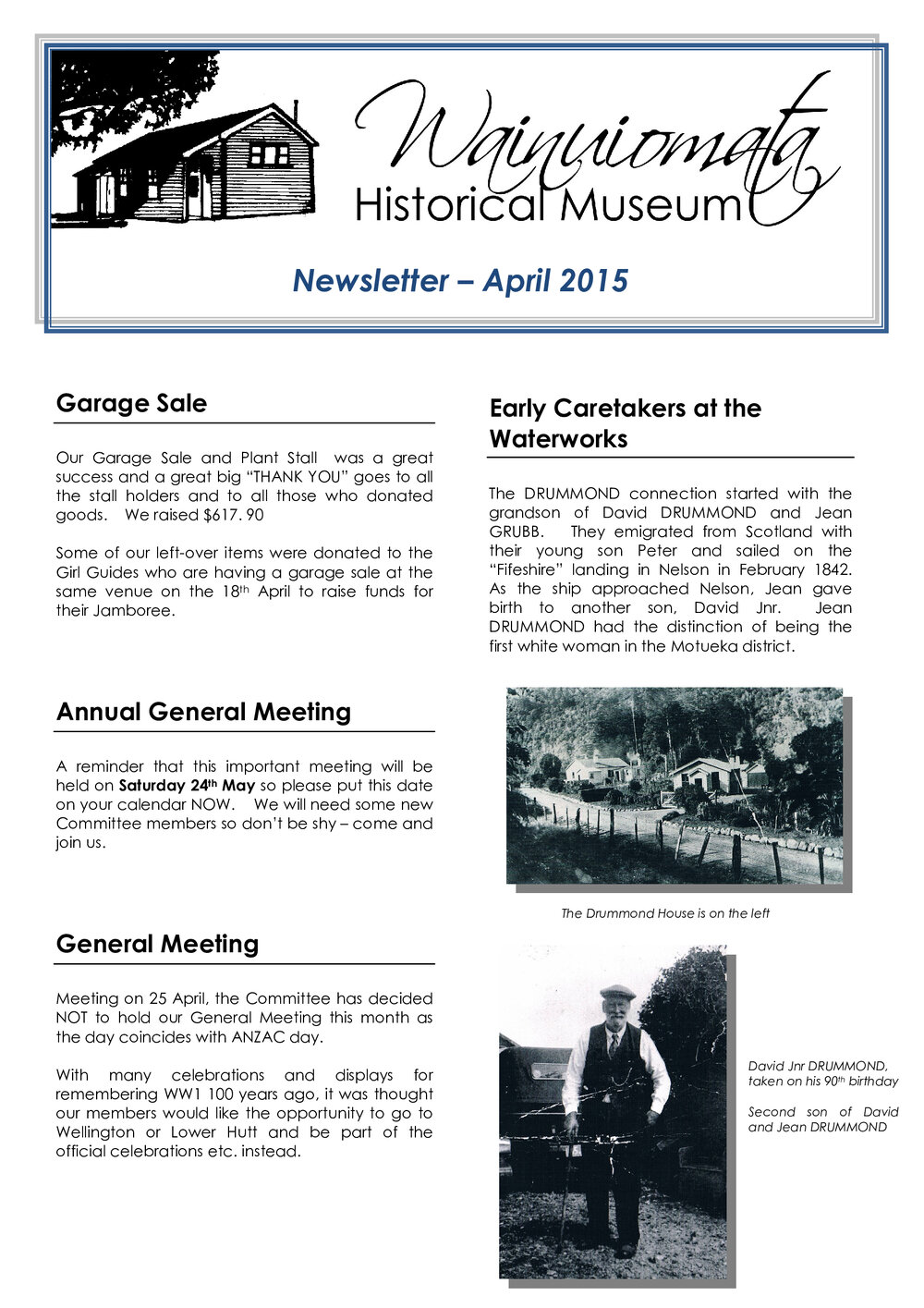 Newsletter (Wainuiomata Historical Museum) April 2015