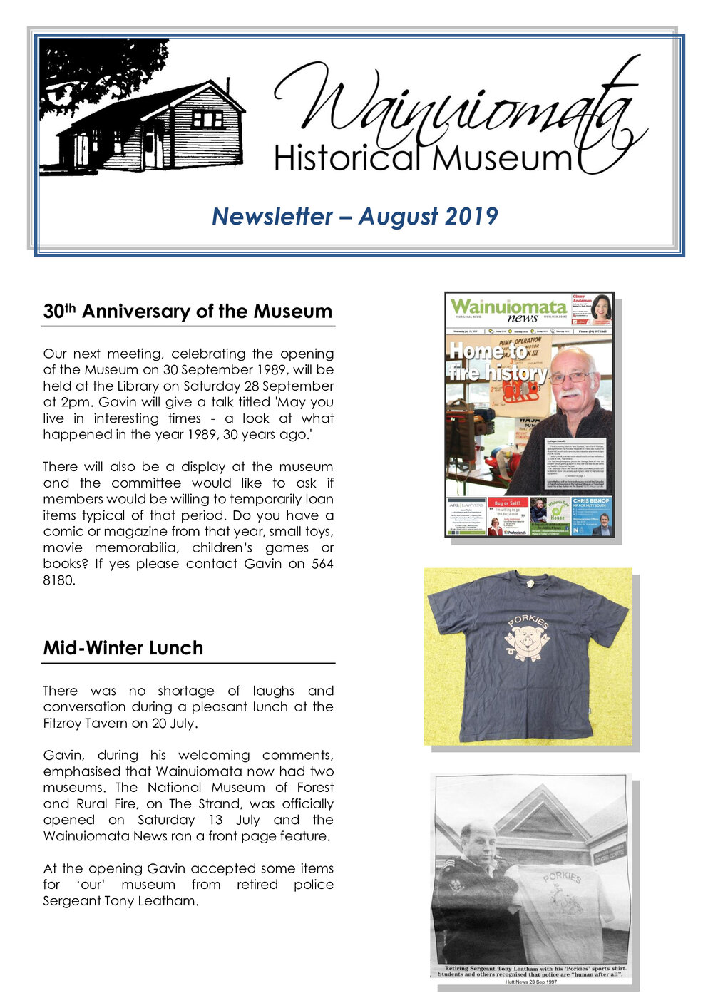 Newsletter (Wainuiomata Historical Museum) April 2019