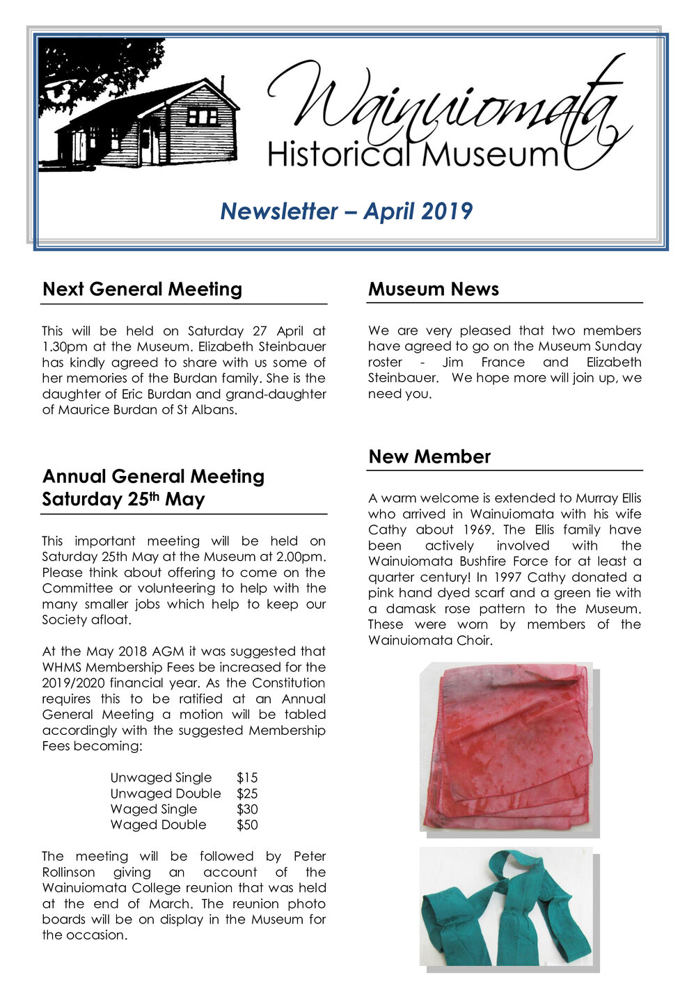 Newsletter (Wainuiomata Historical Museum) April 2019