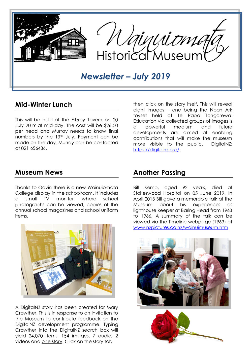 Newsletter (Wainuiomata Historical Museum) July 2019