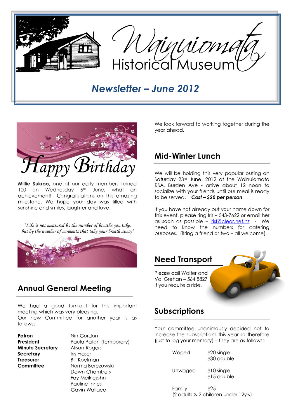 Newsletter (Wainuiomata Historical Museum) June 2012