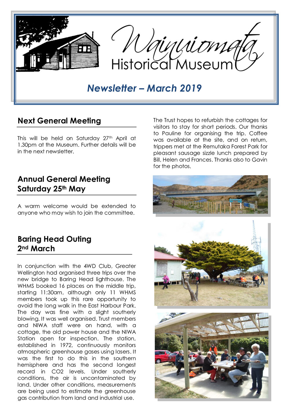 Newsletter (Wainuiomata Historical Museum) March 2019