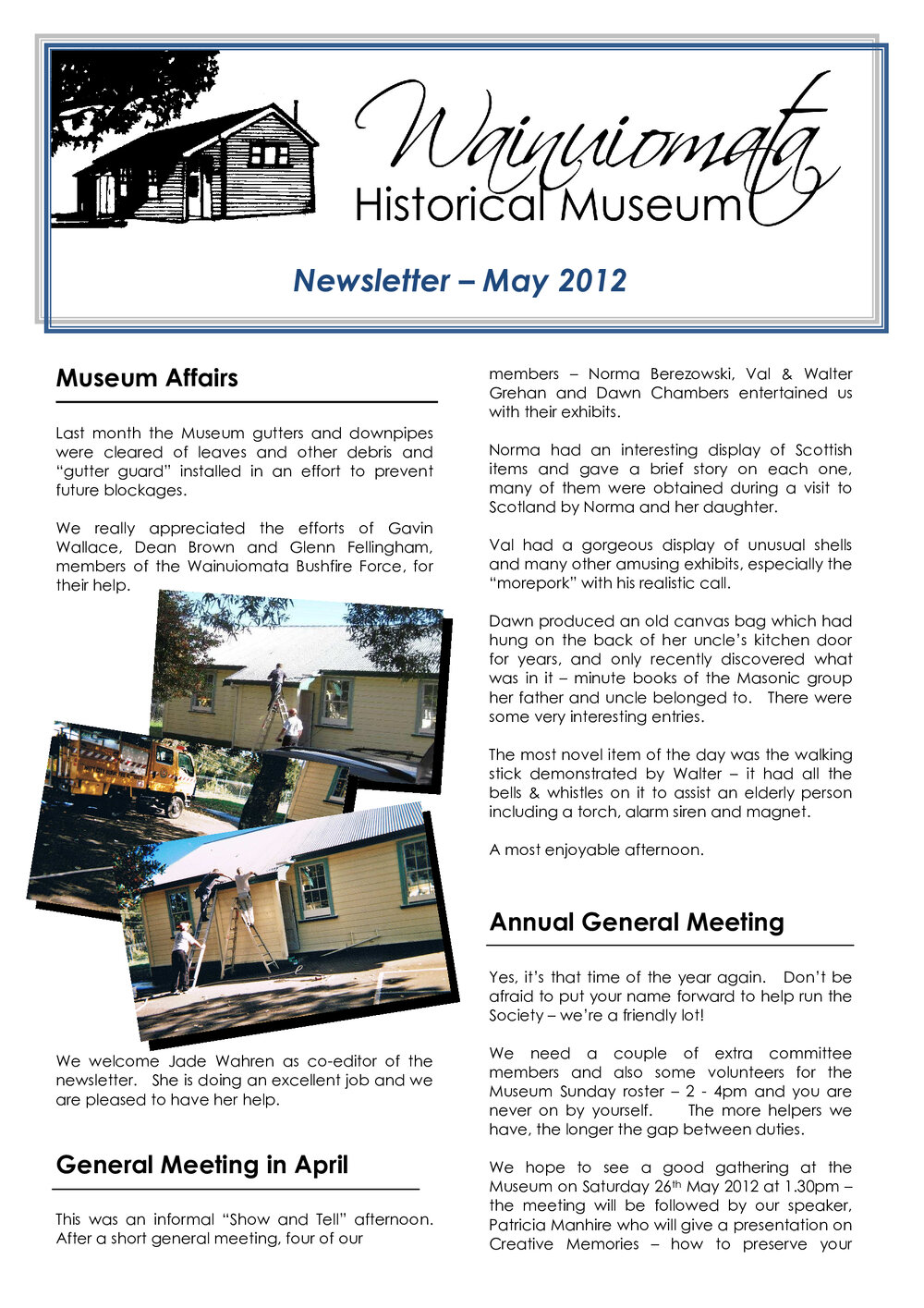 Newsletter (Wainuiomata Historical Museum) May 2012
