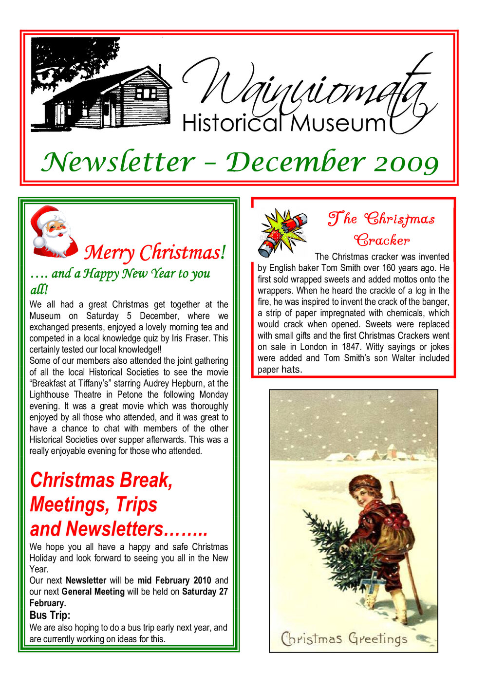 Newsletter (Wainuiomata Historical Museum) December 2009