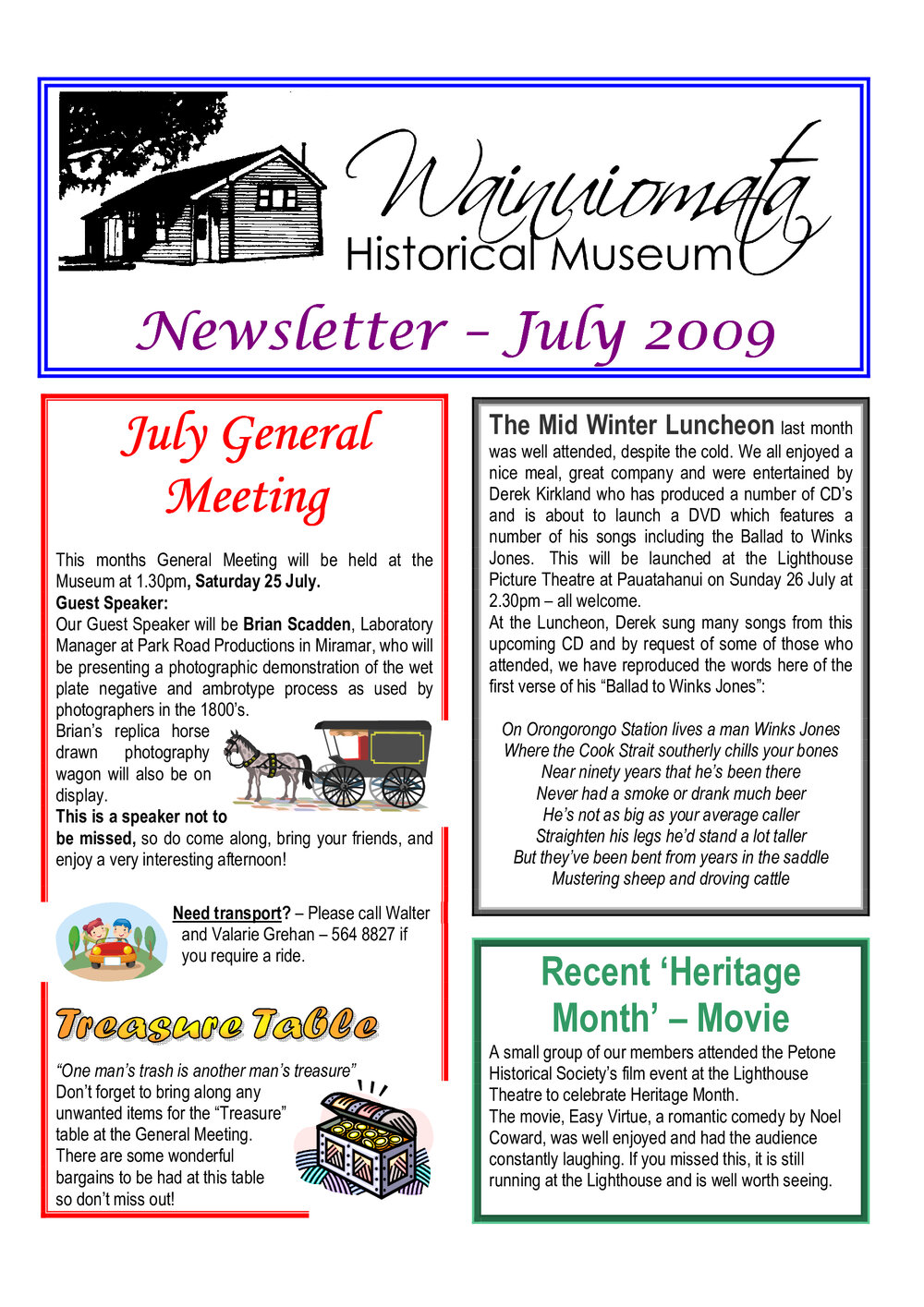 Newsletter (Wainuiomata Historical Museum) July 2009