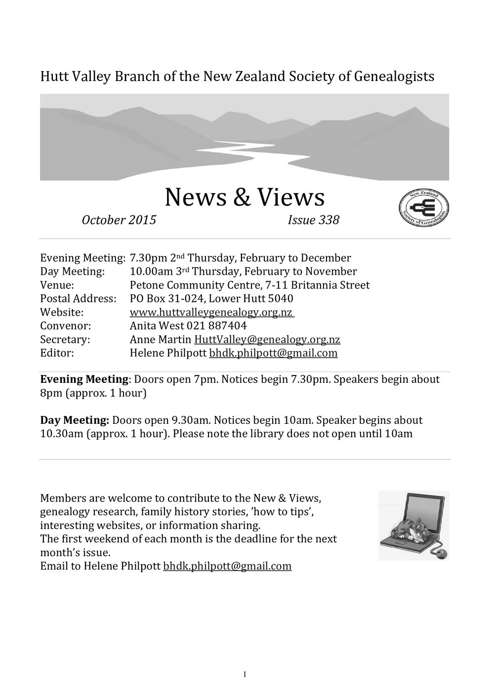 Newsletter (NZ Society of Genealogists, Hutt Valley Branch) 338