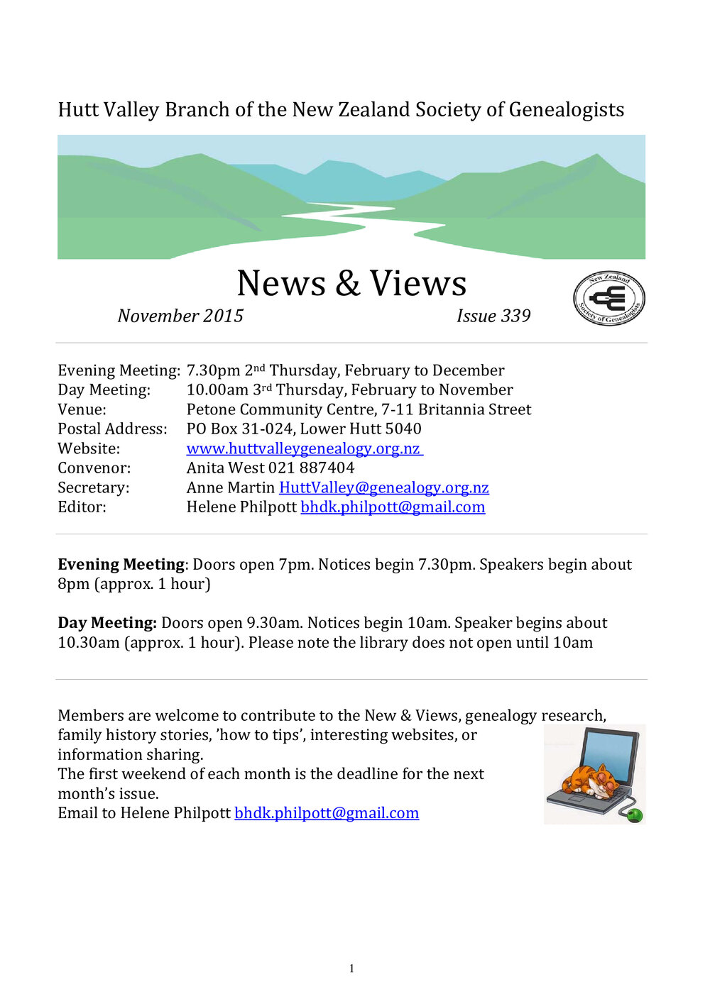 Newsletter (NZ Society of Genealogists, Hutt Valley Branch) 339
