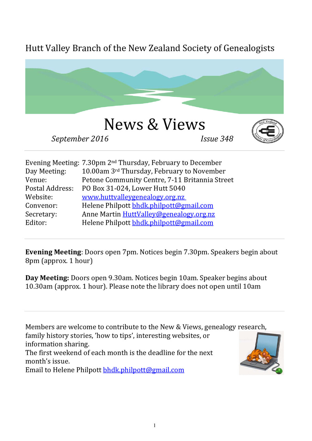 Newsletter (NZ Society of Genealogists, Hutt Valley Branch) 348