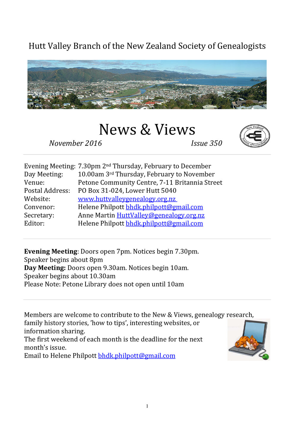 Newsletter (NZ Society of Genealogists, Hutt Valley Branch) 350