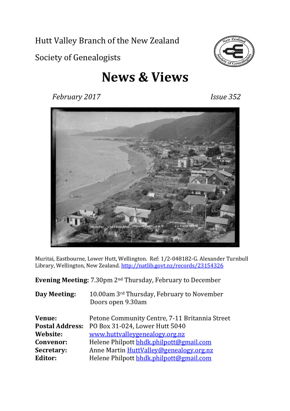Newsletter (NZ Society of Genealogists, Hutt Valley Branch) 352