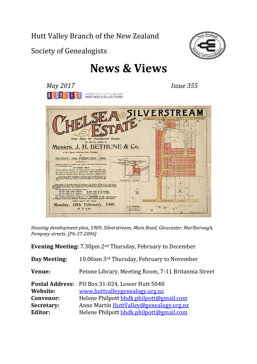 Newsletter (NZ Society of Genealogists, Hutt Valley Branch) 355