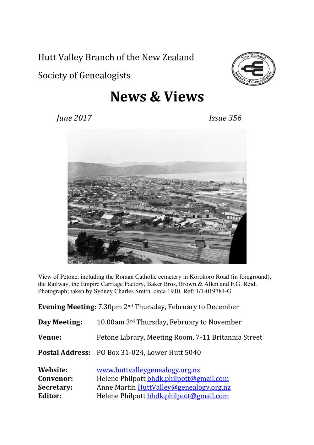 Newsletter (NZ Society of Genealogists, Hutt Valley Branch) 356