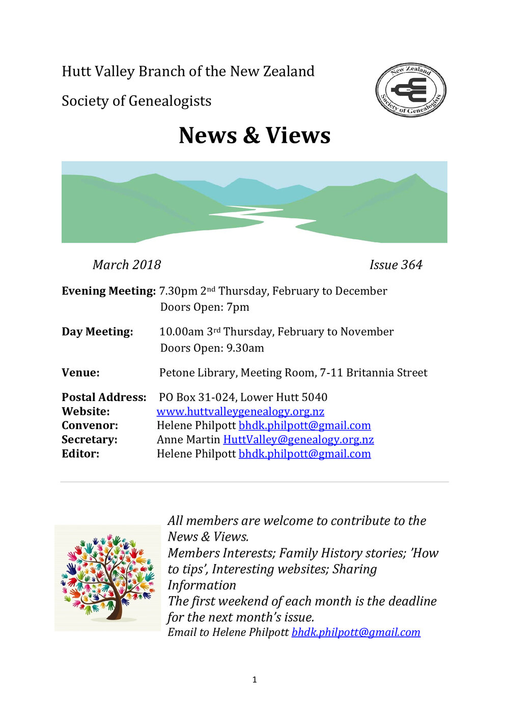 Newsletter (NZ Society of Genealogists, Hutt Valley Branch) 364