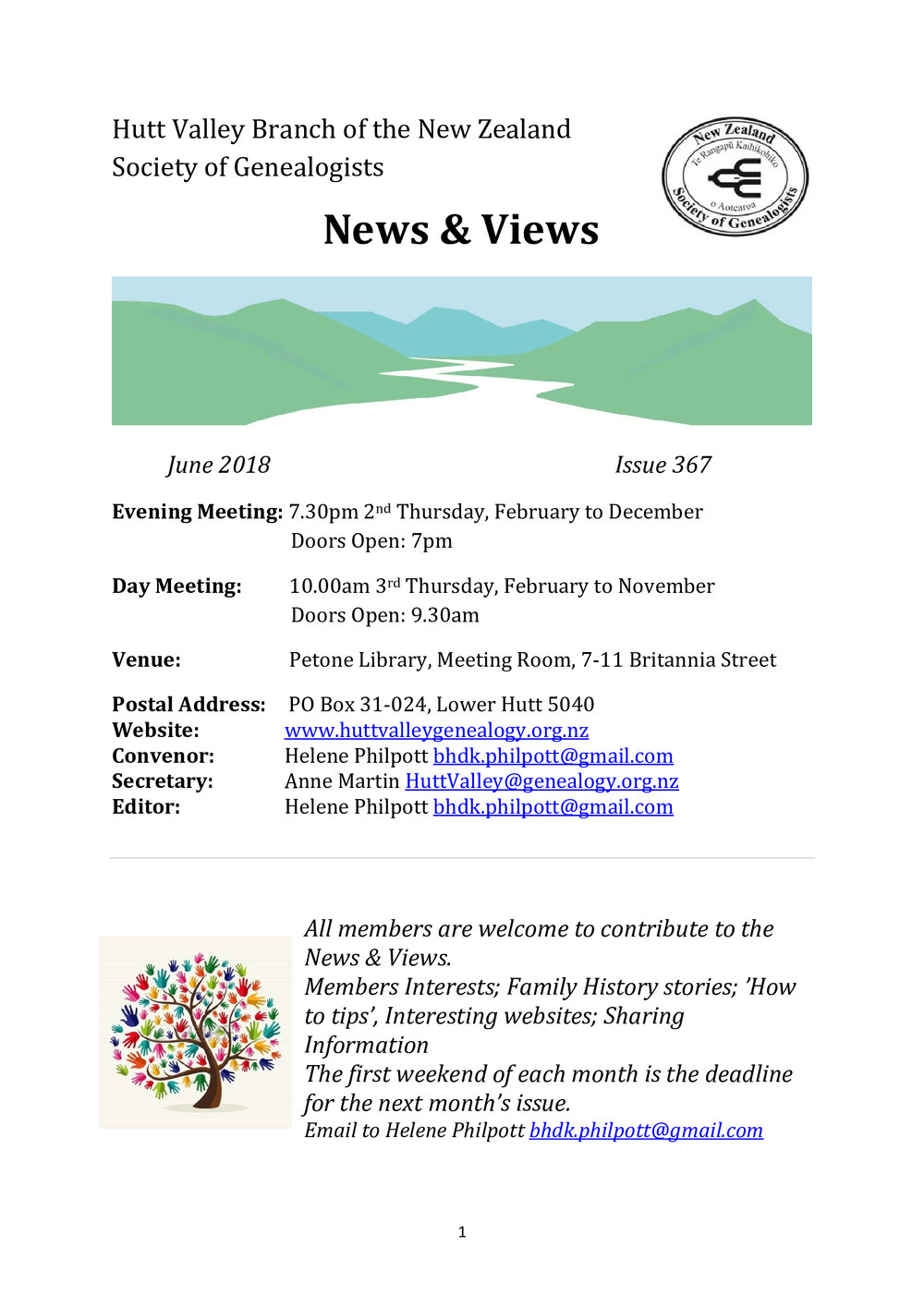 Newsletter (NZ Society of Genealogists, Hutt Valley Branch) 367