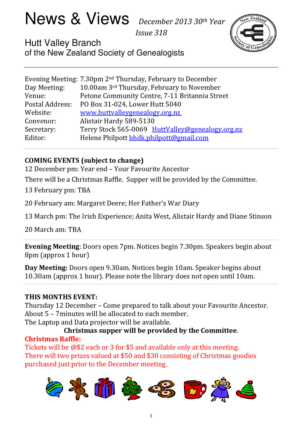 Newsletter (NZ Society of Genealogists, Hutt Valley Branch) 318