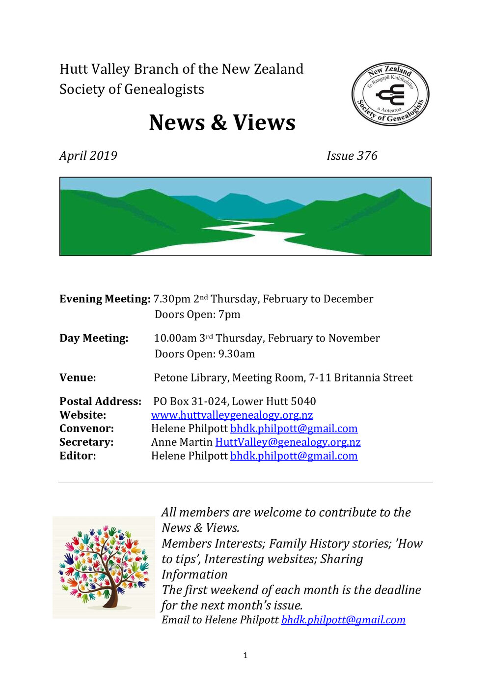 Newsletter (NZ Society of Genealogists, Hutt Valley Branch) 376