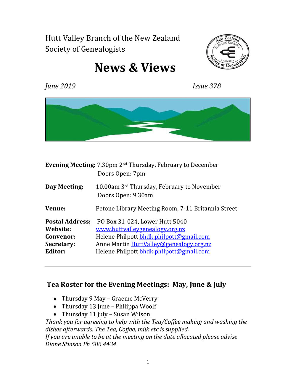 Newsletter (NZ Society of Genealogists, Hutt Valley Branch) 378