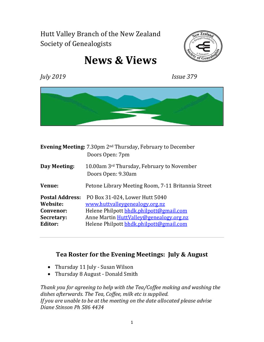 Newsletter (NZ Society of Genealogists, Hutt Valley Branch) 379