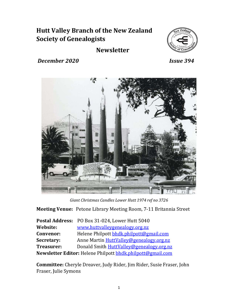 Newsletter (NZ Society of Genealogists, Hutt Valley Branch) 394