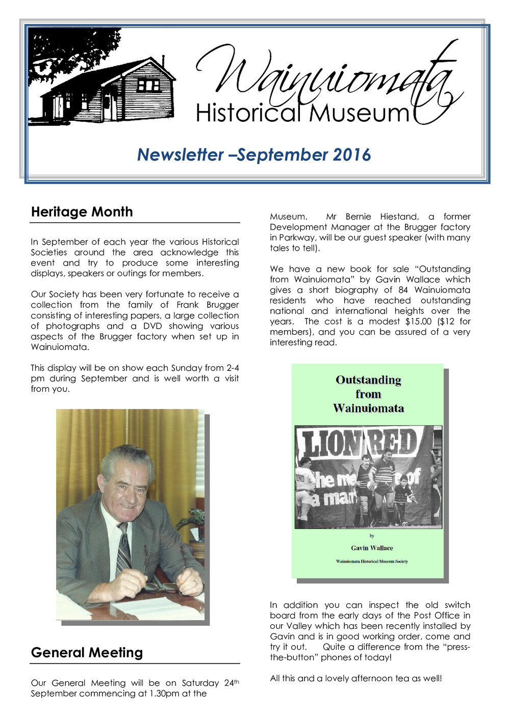 Newsletter (Wainuiomata Historical Museum) September 2016