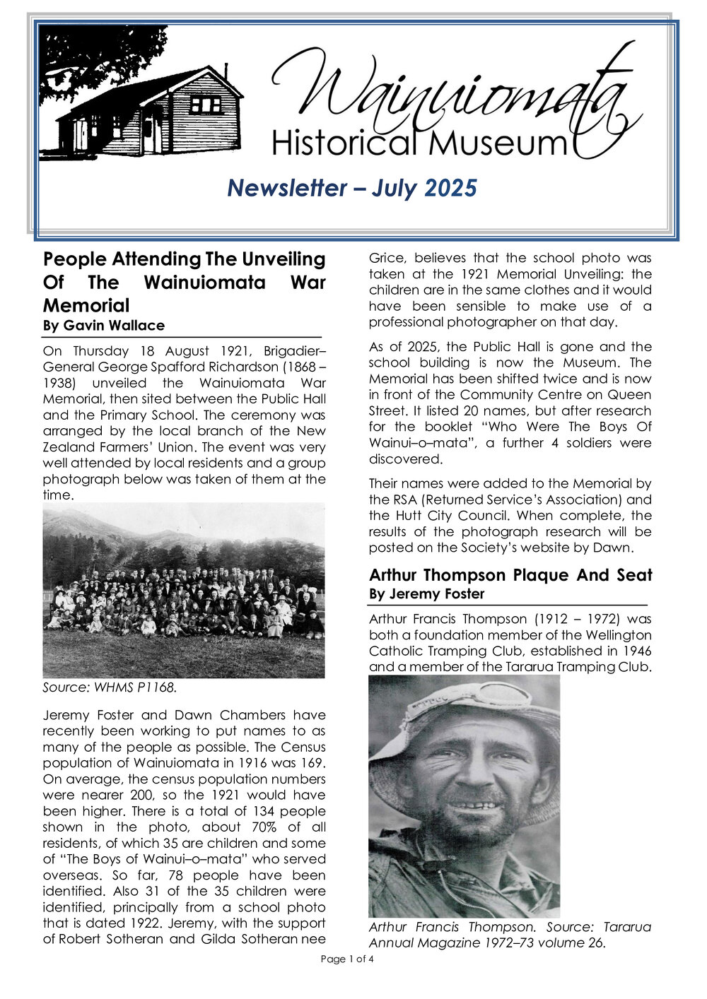Newsletter (Wainuiomata Historical Museum) July 2025