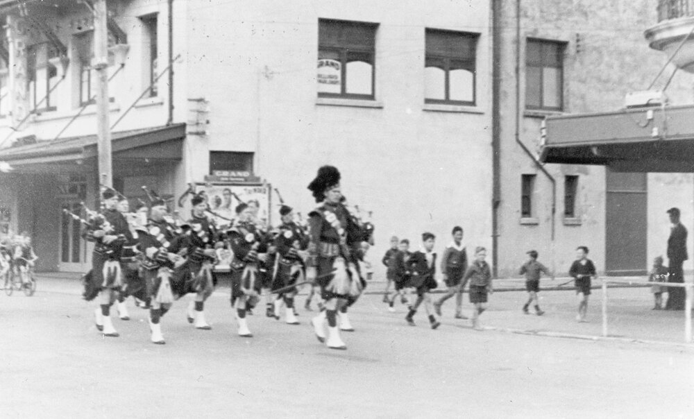 Pipe band leading home guard