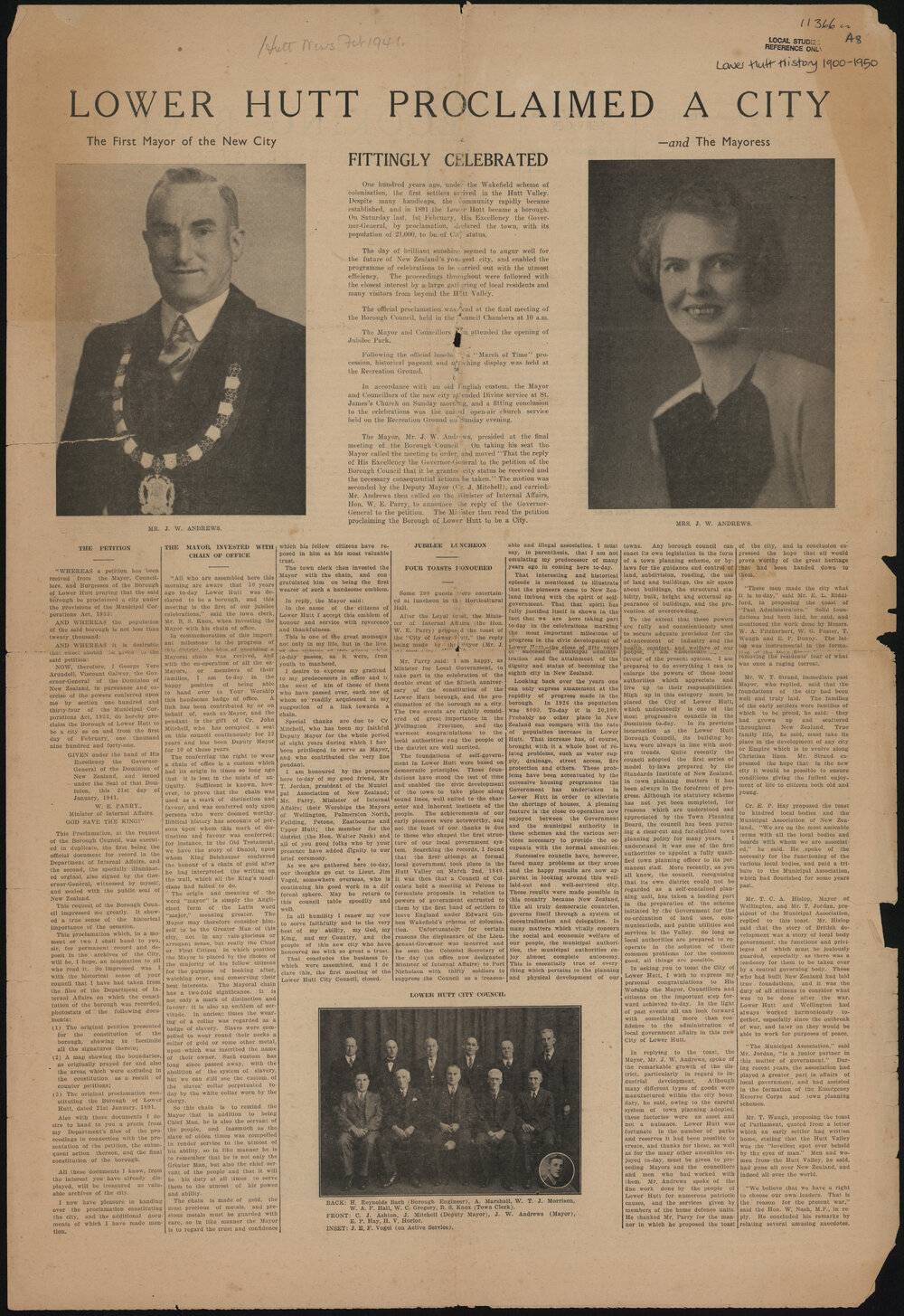 Lower Hutt Proclaimed a City