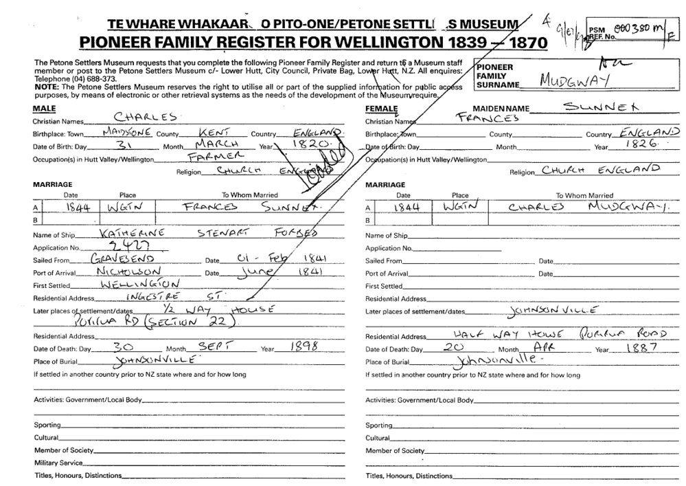 Pioneer Family Register : Mudgway