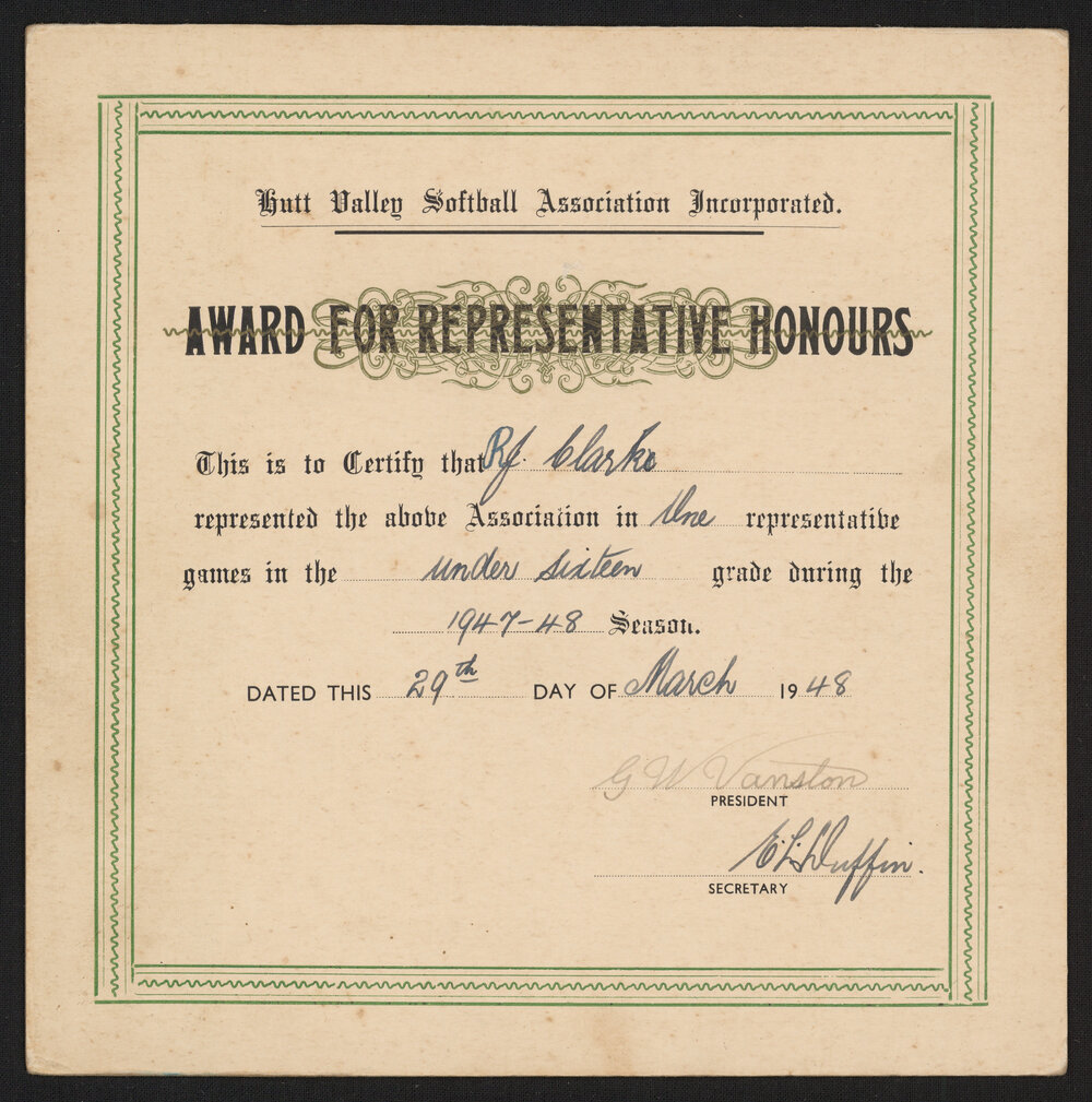 Award for Representative Honours